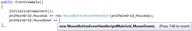 Visual Studio 正在提示可以在代码中创建新的事件处理方法.