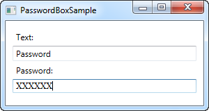 一个简单的 PasswordBox 控件，并且额外设定了几个属性